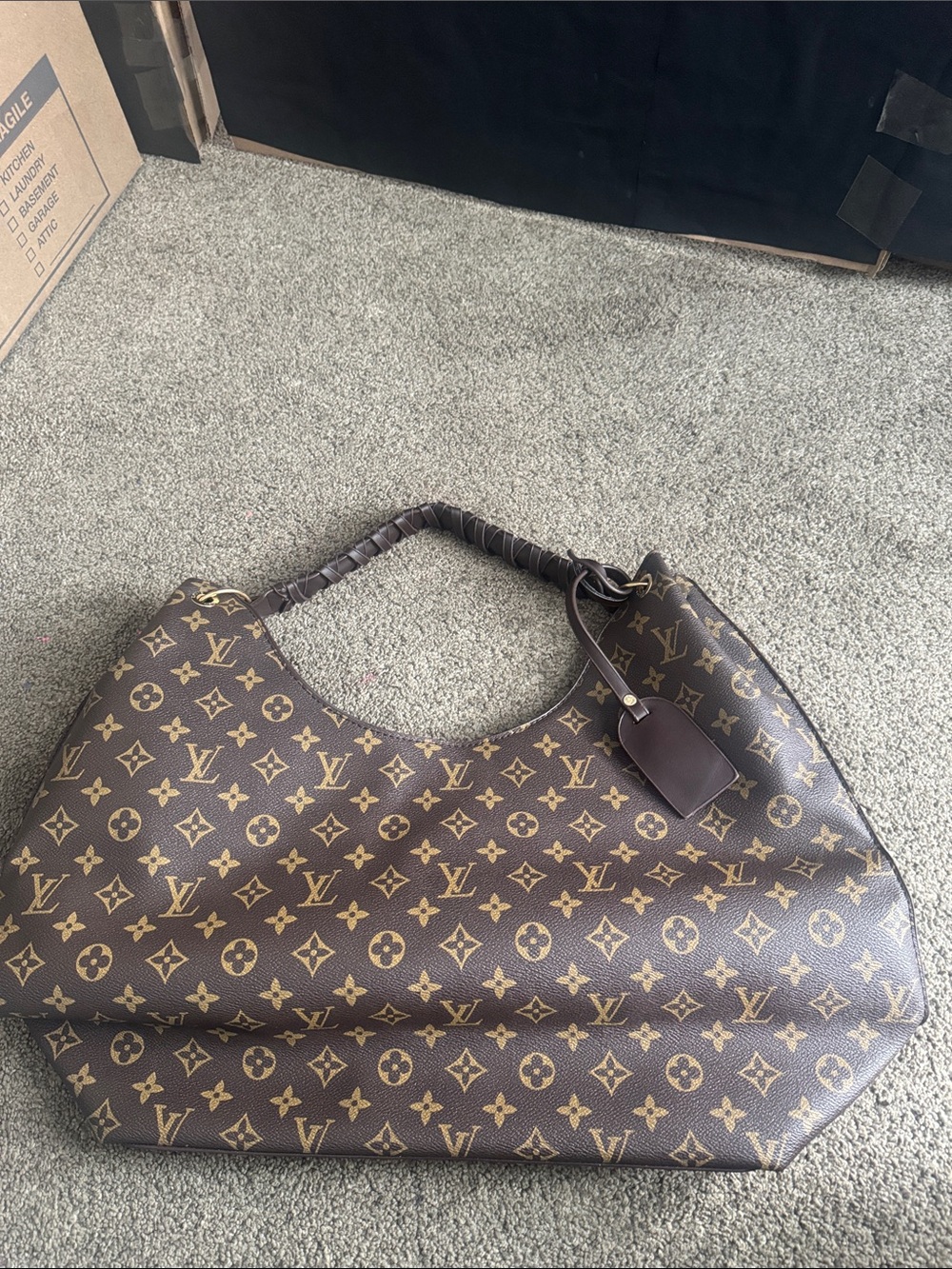 Unbranded
Brown Monogram Shoulder
Bag with braid handle. Shoulder Hobo Bag